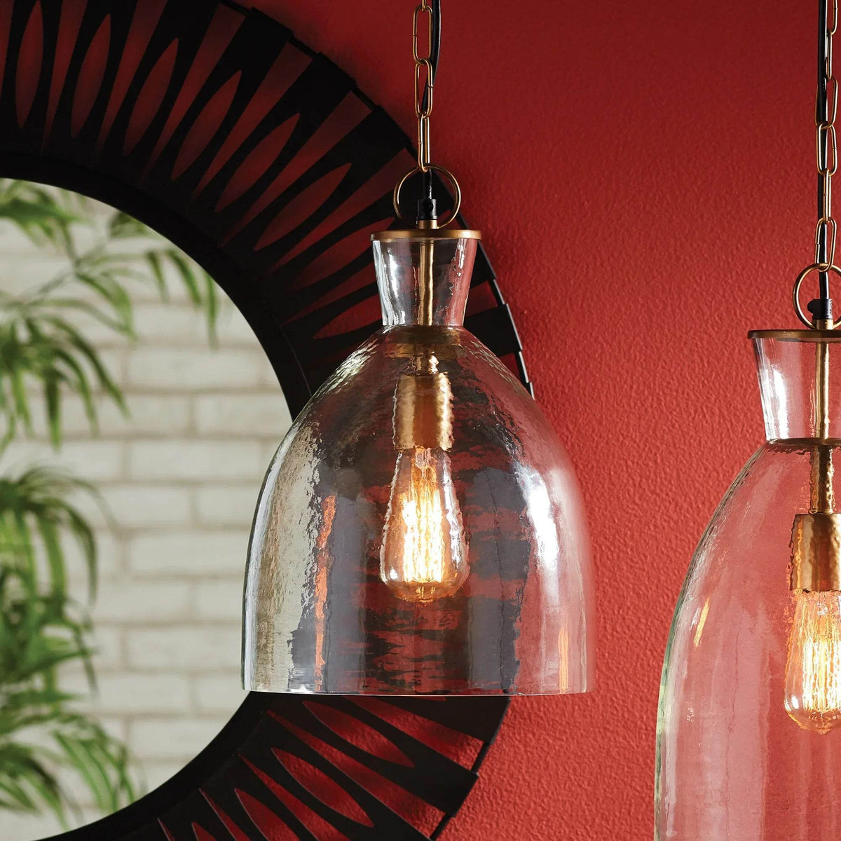 Brass & Seeded Glass Island Pendant