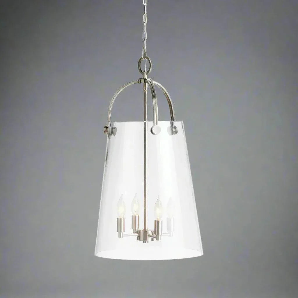 Large Silver & Glass Chandelier