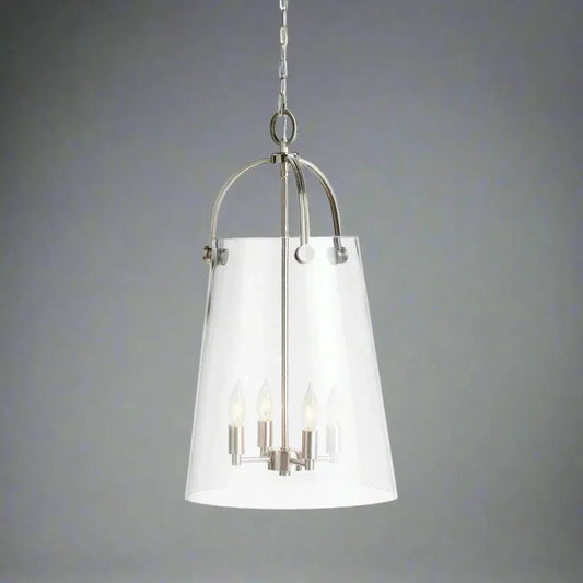 Large Silver & Glass Chandelier