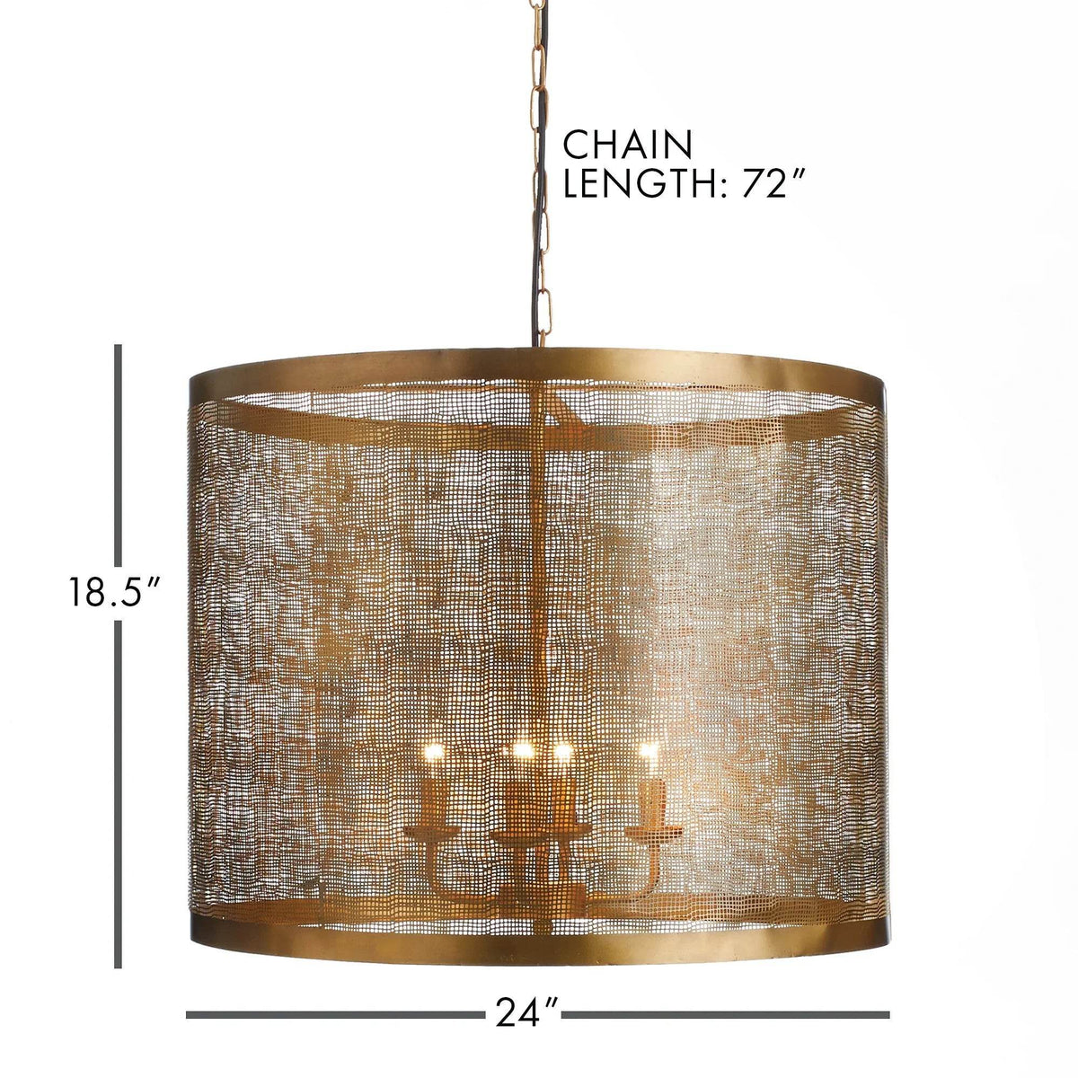 Antique Brass Drum Chandelier with Mesh Detail