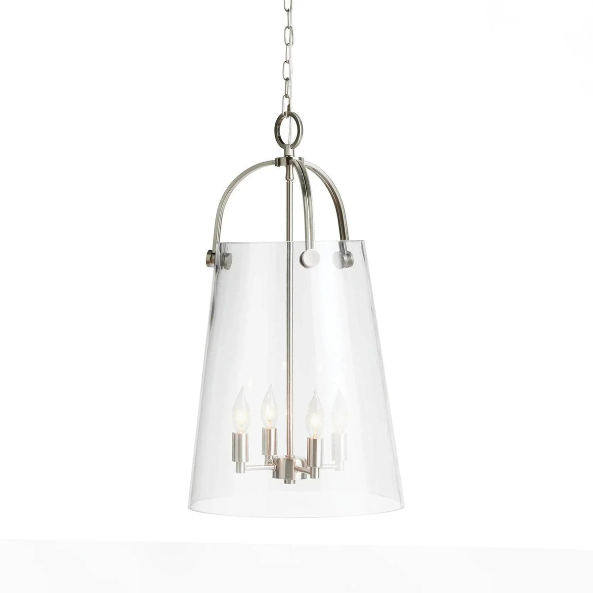 Large Silver & Glass Chandelier