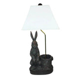 Dark Oak Rabbit Table Lamp with White Shade