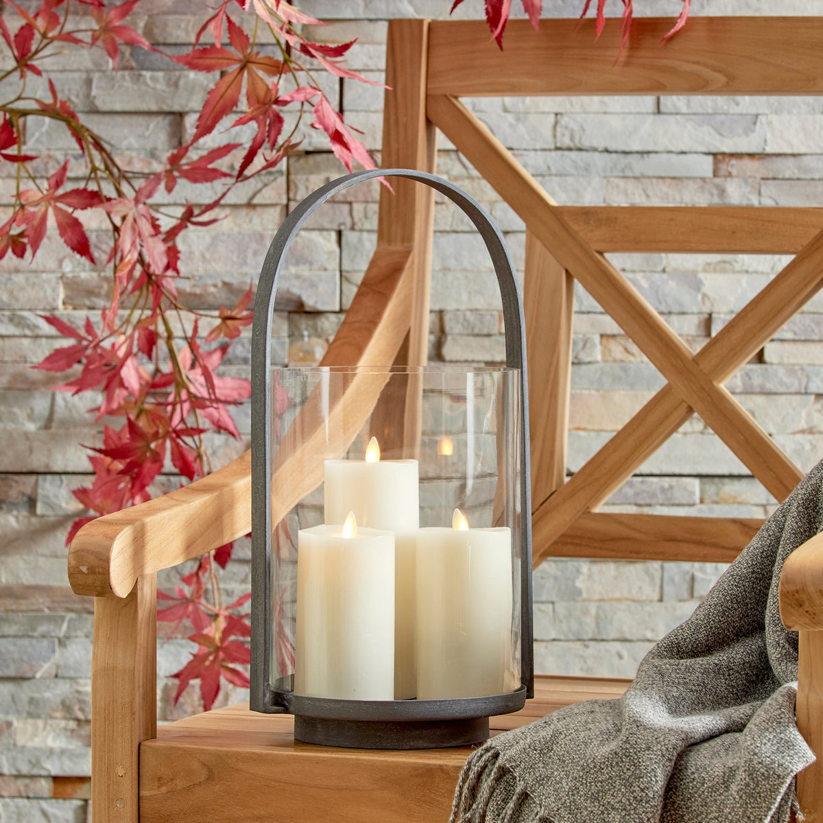 Aged Zinc Outdoor Hurricane Candle Holder