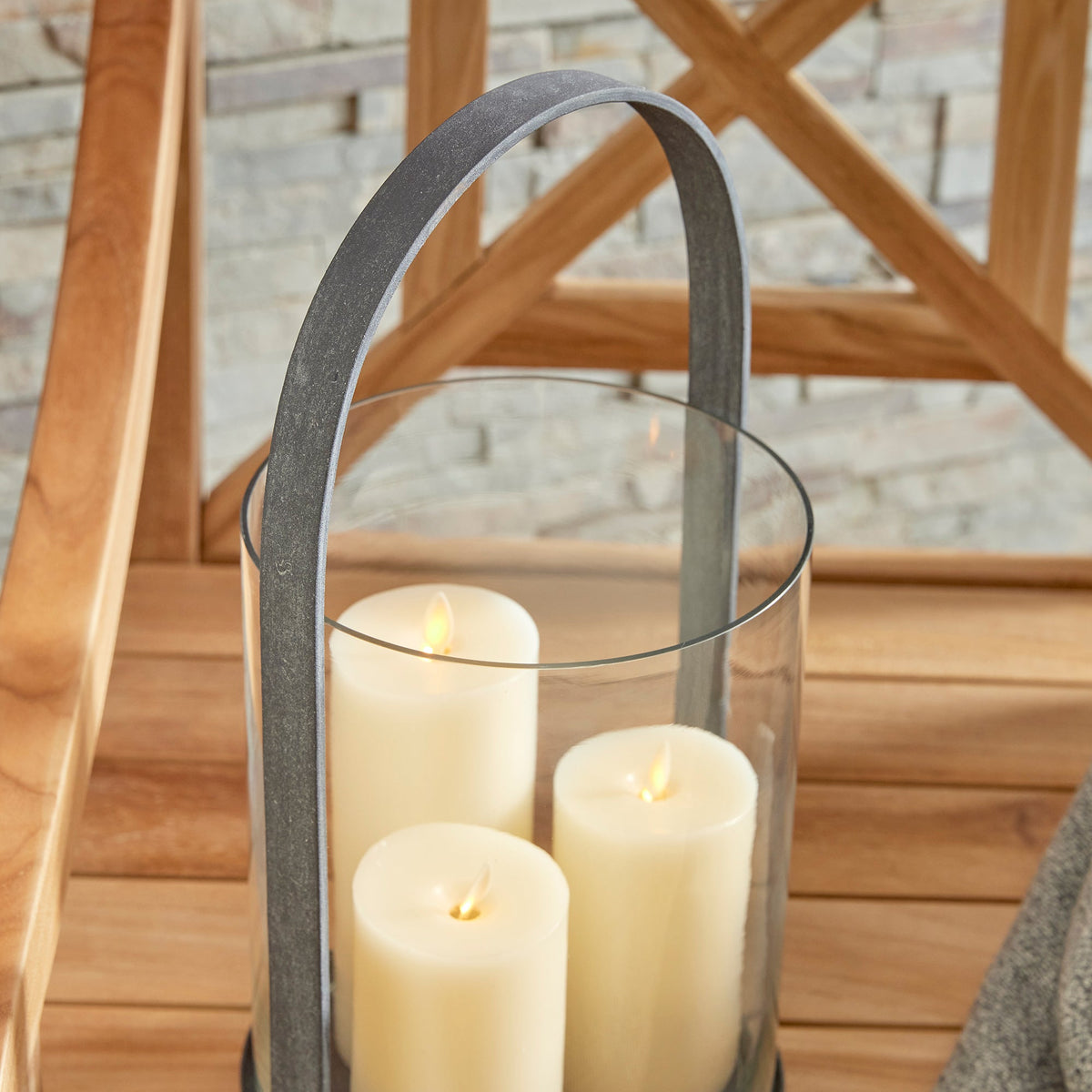 Aged Zinc Outdoor Hurricane Candle Holder