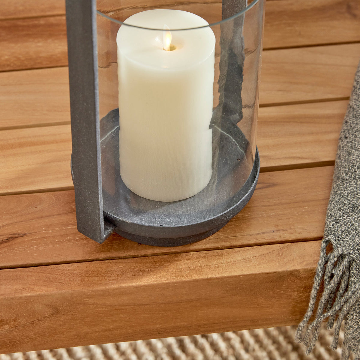 Aged Zinc Outdoor Hurricane Candle Holder