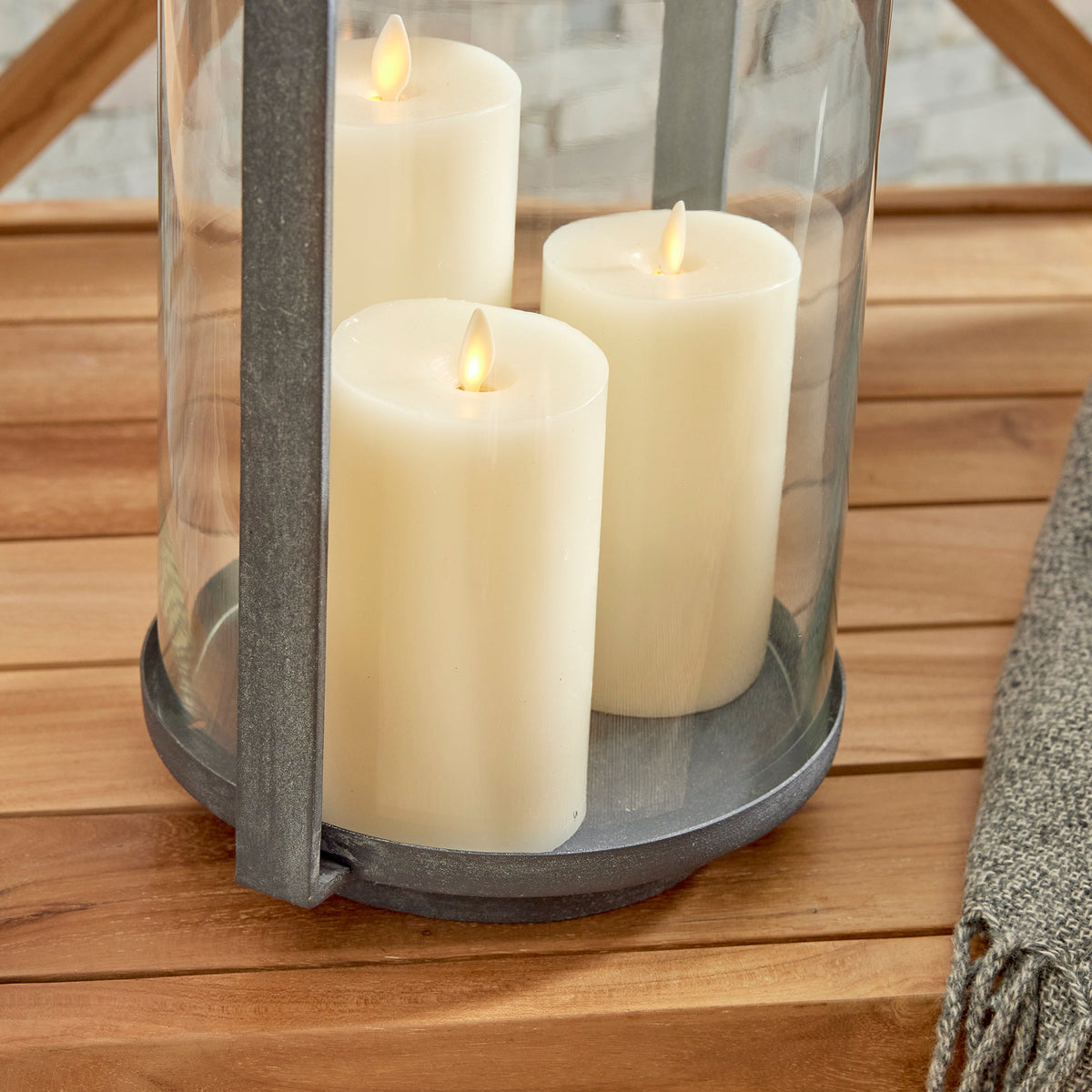 Aged Zinc Outdoor Hurricane Candle Holder