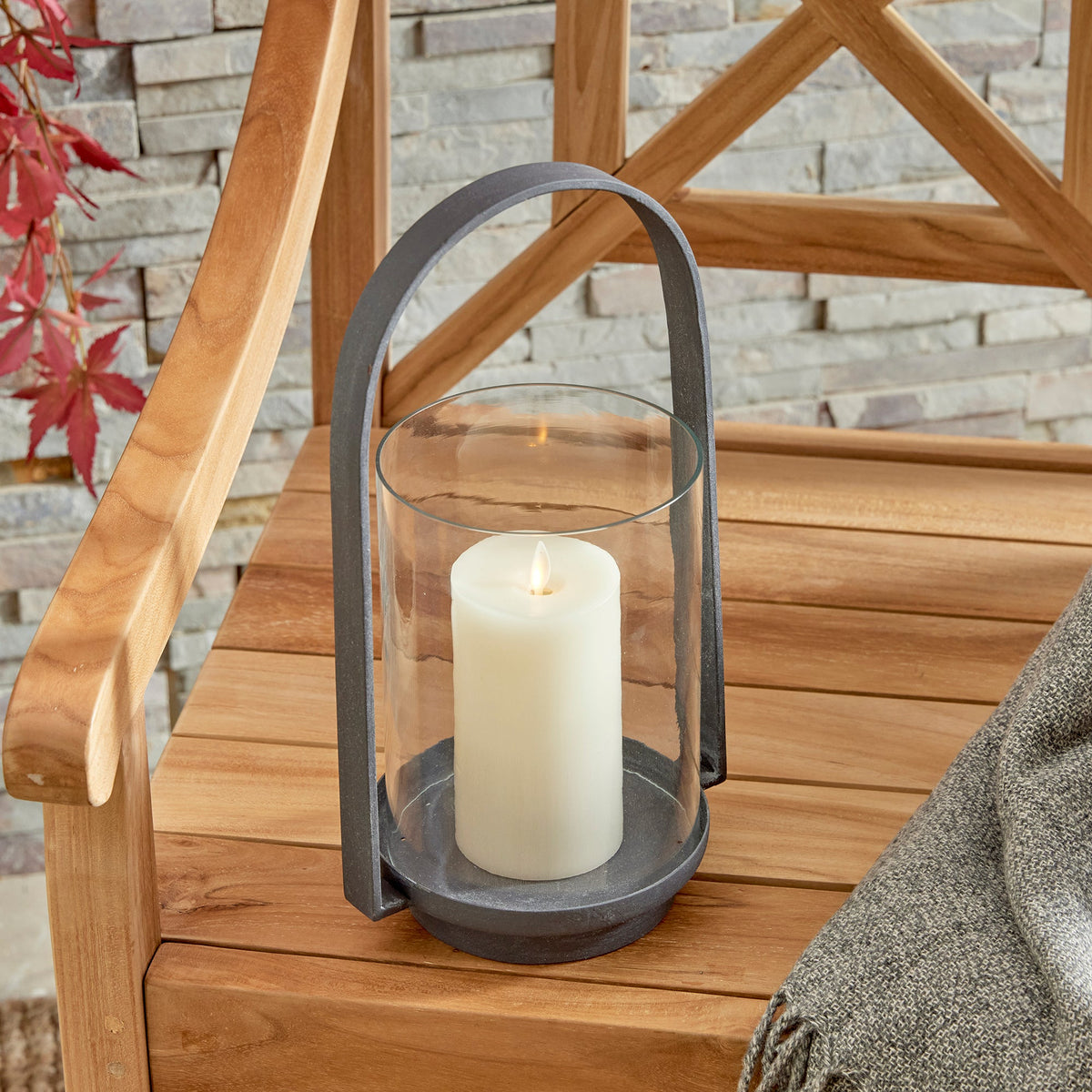 Aged Zinc Outdoor Hurricane Candle Holder