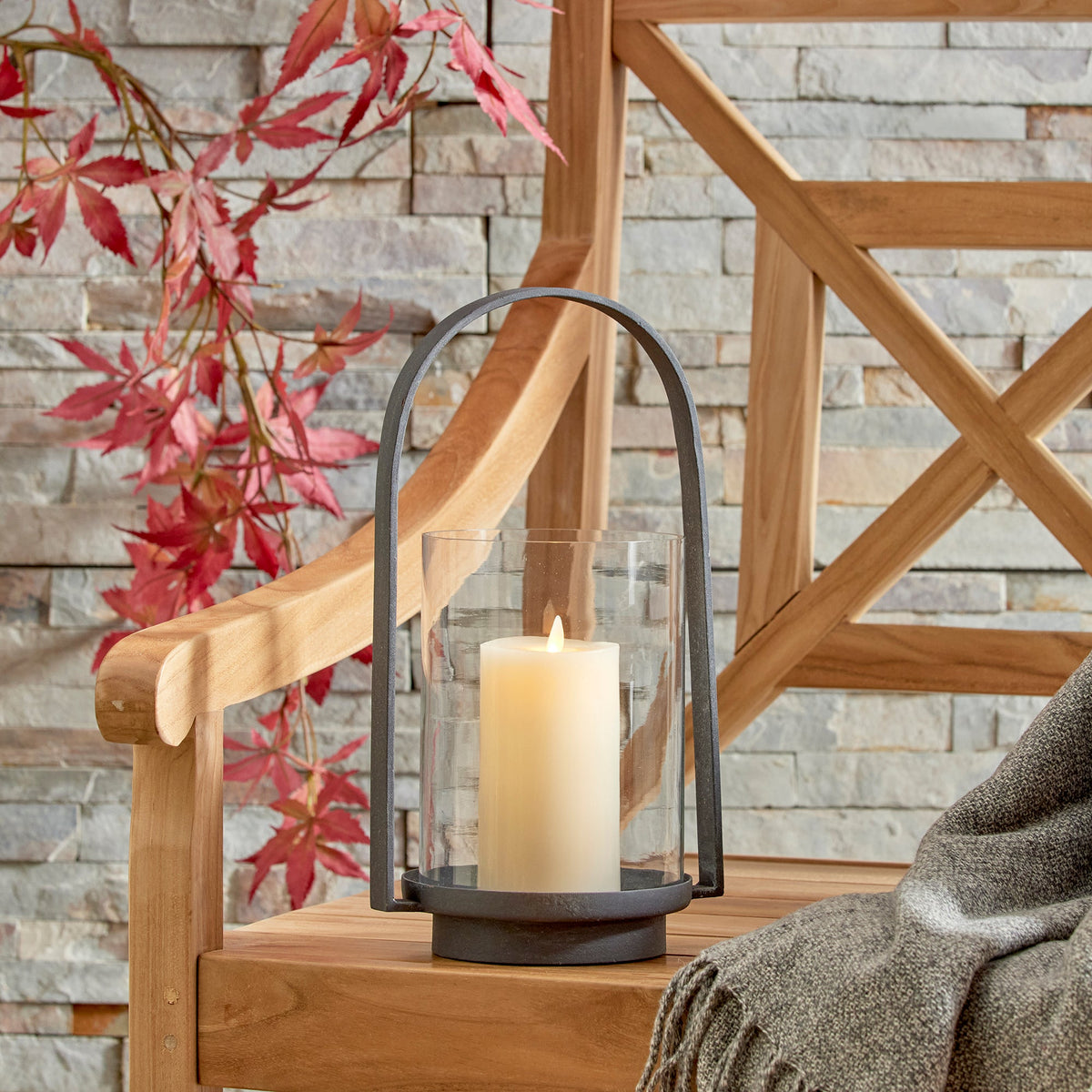Aged Zinc Outdoor Hurricane Candle Holder