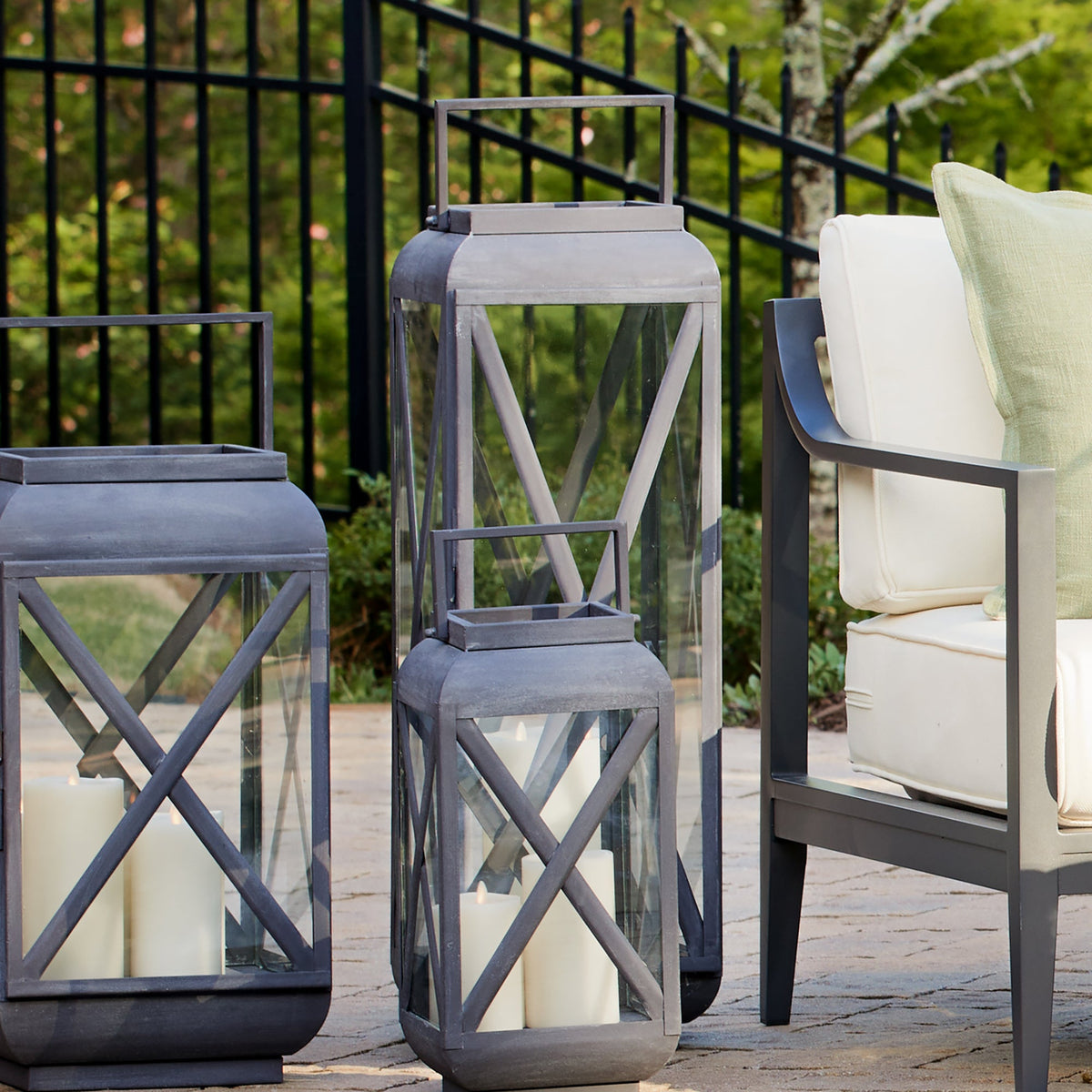 Aged Zinc Outdoor Metal Lantern