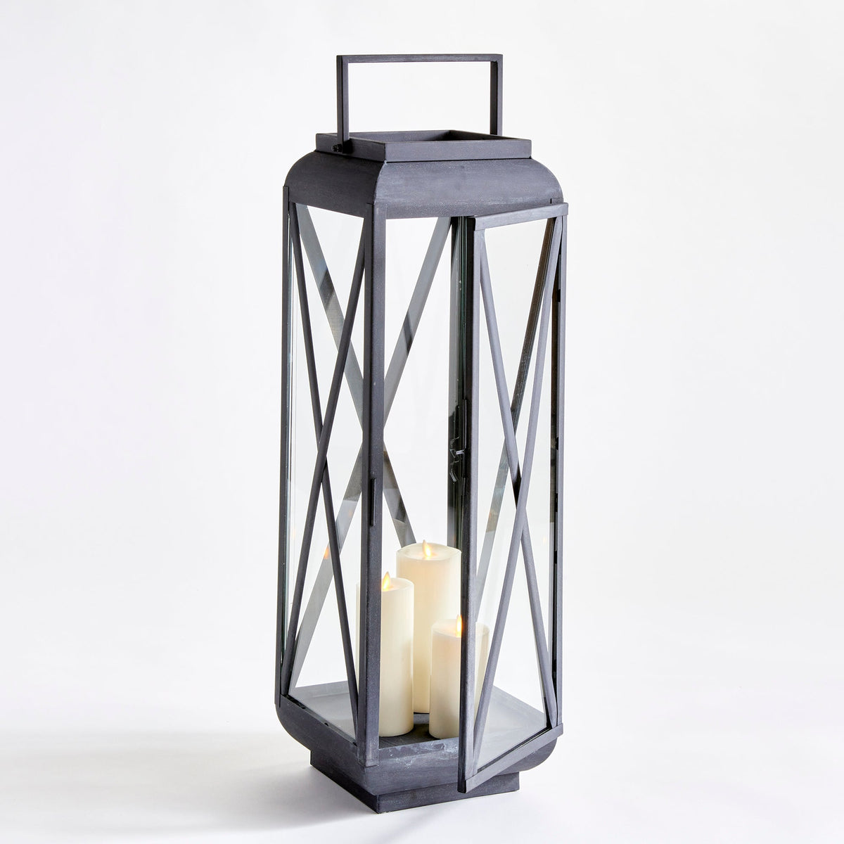 Aged Zinc Outdoor Metal Lantern