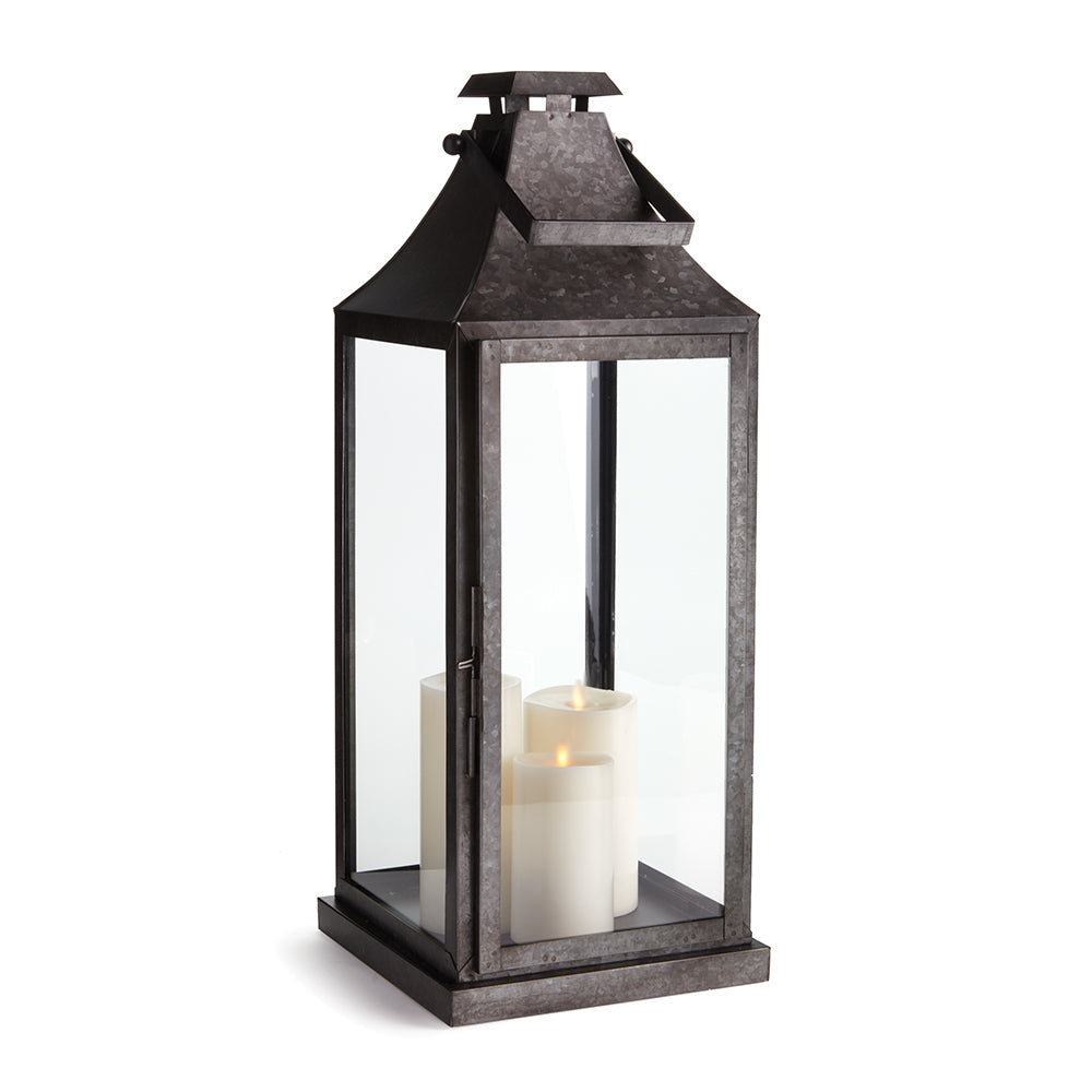 Galvanized Metal & Glass Lantern