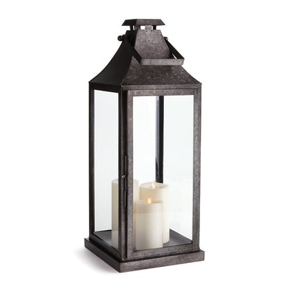 Galvanized Metal & Glass Lantern