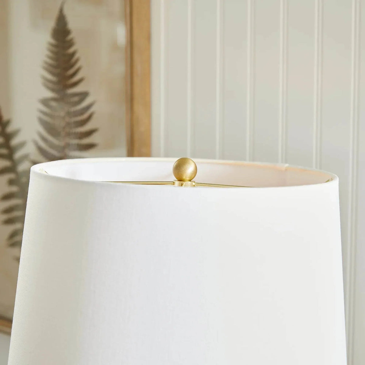 White Ceramic Table Lamp with Brass Accents