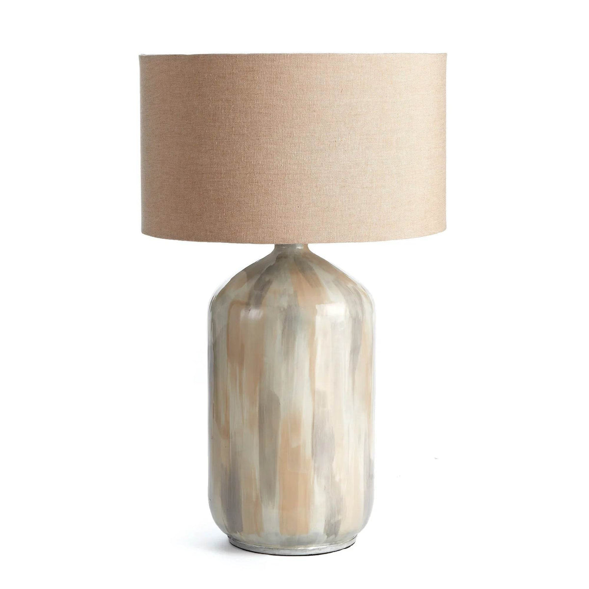 Cream Enameled Iron Table Lamp with Linen Shade