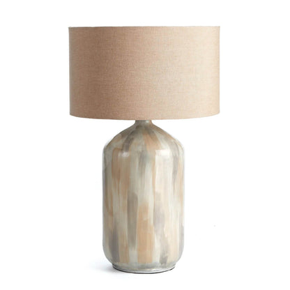 Cream Enameled Iron Table Lamp with Linen Shade