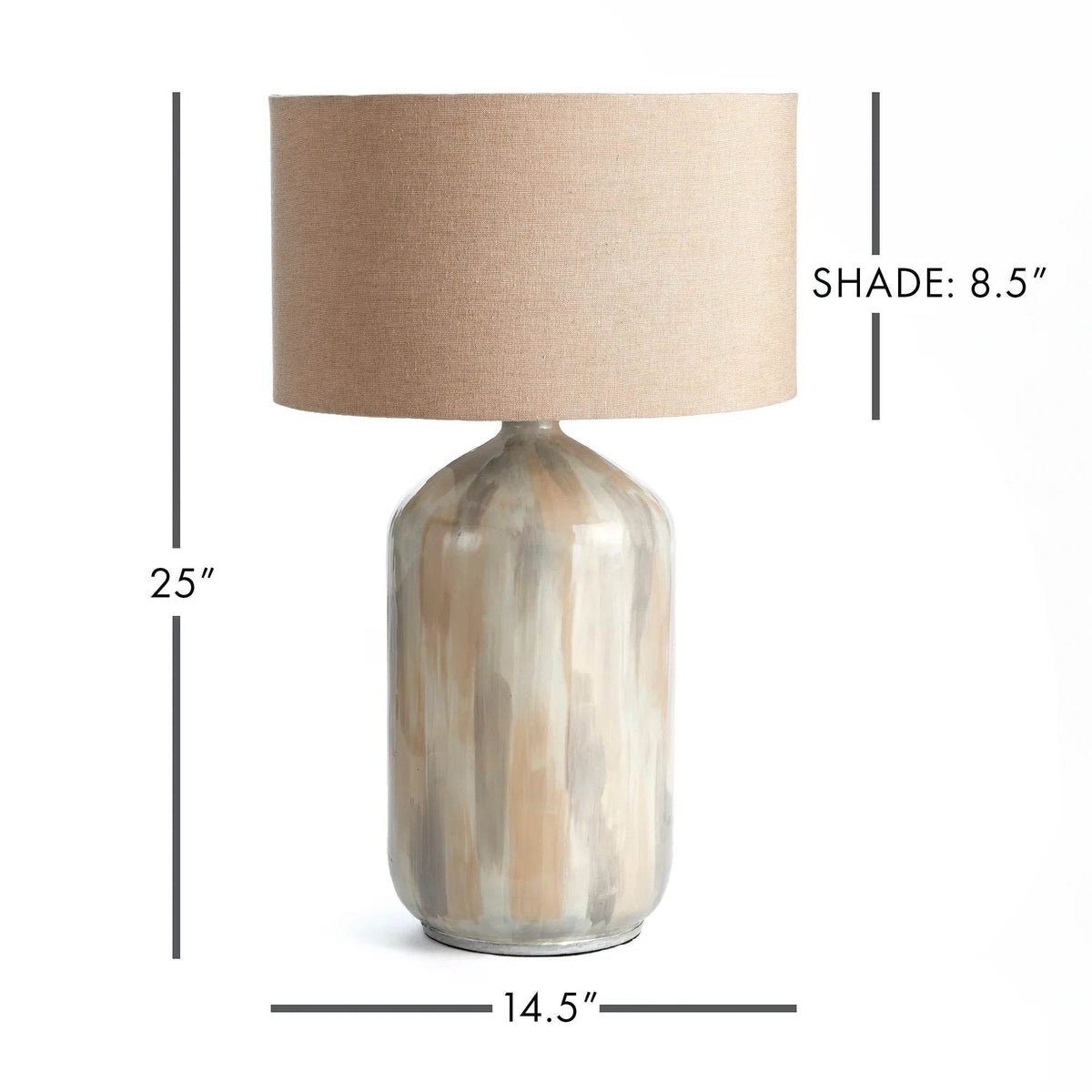 Cream Enameled Iron Table Lamp with Linen Shade