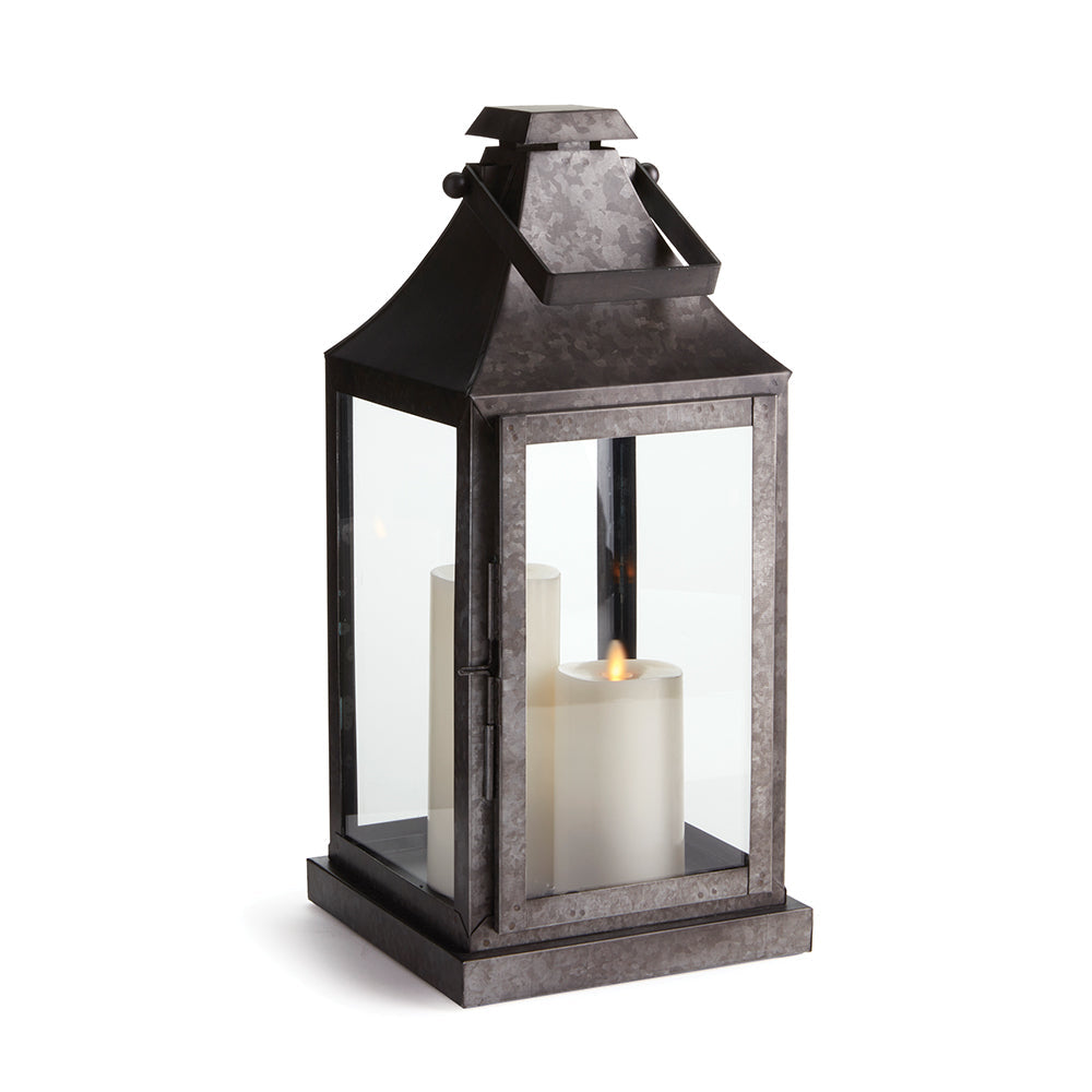 Galvanized Metal & Glass Lantern