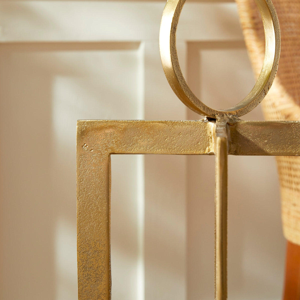 Geometric Metal Lantern with Glass Hurricane
