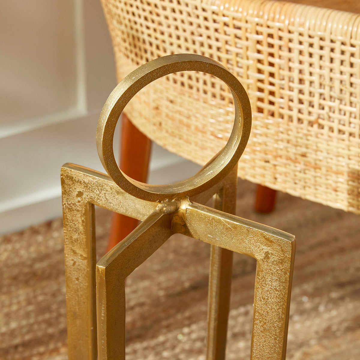 Geometric Metal Lantern with Glass Hurricane