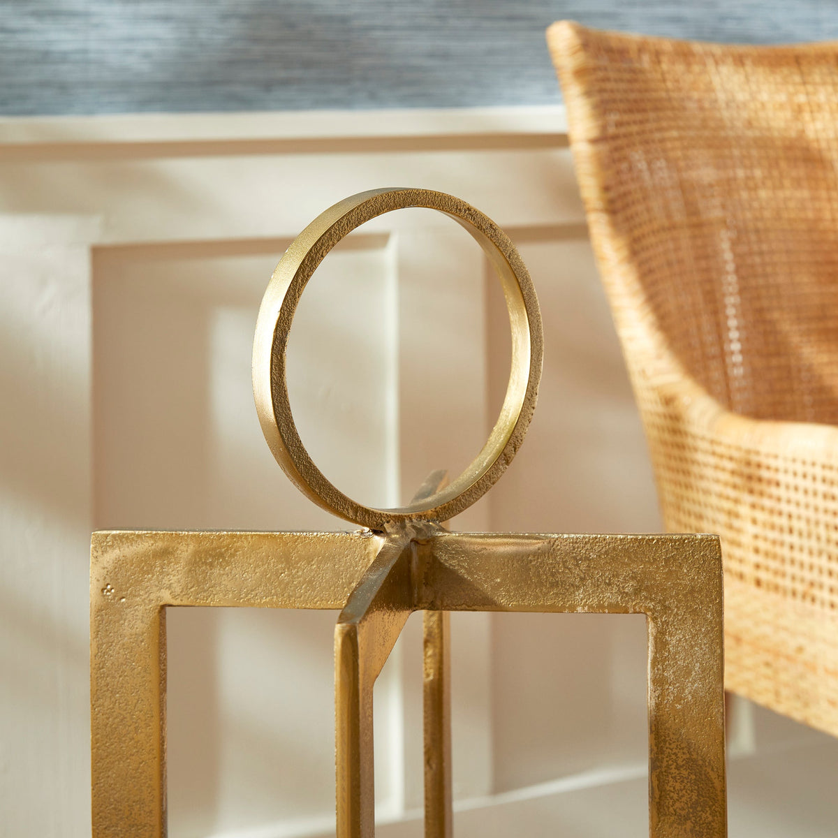 Geometric Metal Lantern with Glass Hurricane