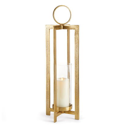 Geometric Metal Lantern with Glass Hurricane