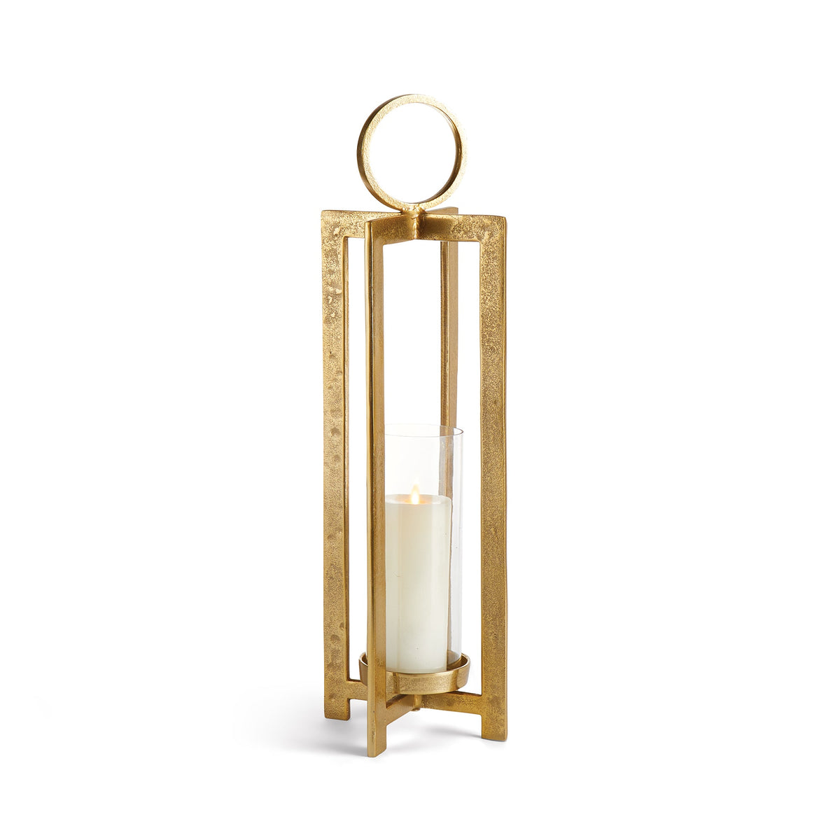 Geometric Metal Lantern with Glass Hurricane