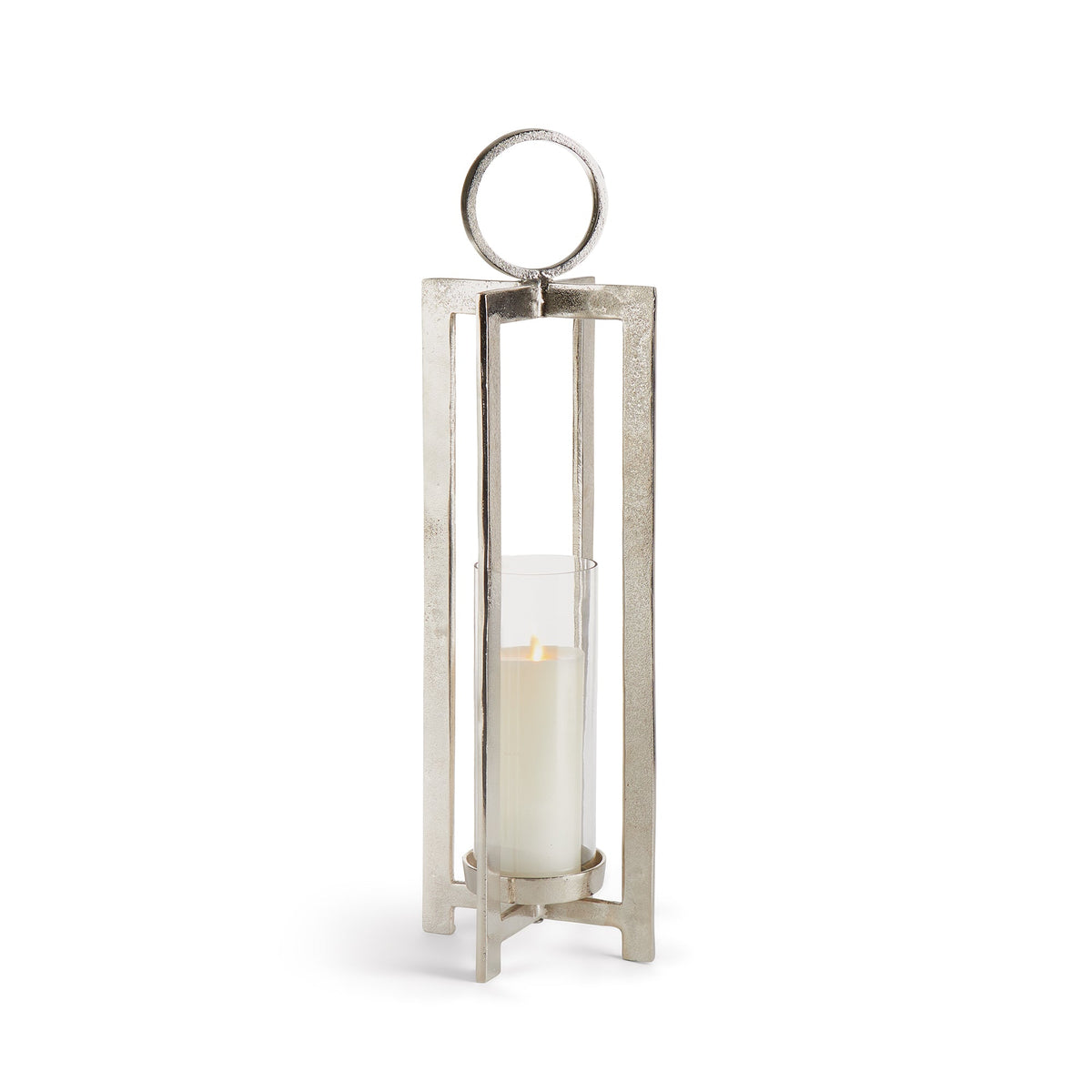 Geometric Metal Lantern with Glass Hurricane