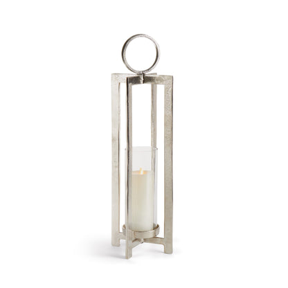 Geometric Metal Lantern with Glass Hurricane