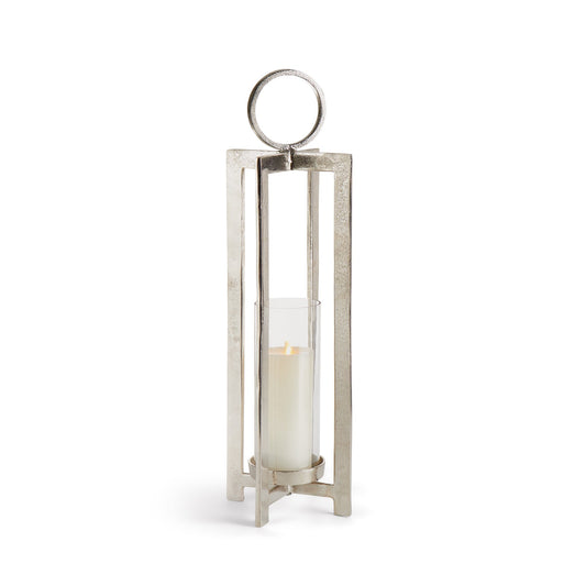 Geometric Metal Lantern with Glass Hurricane