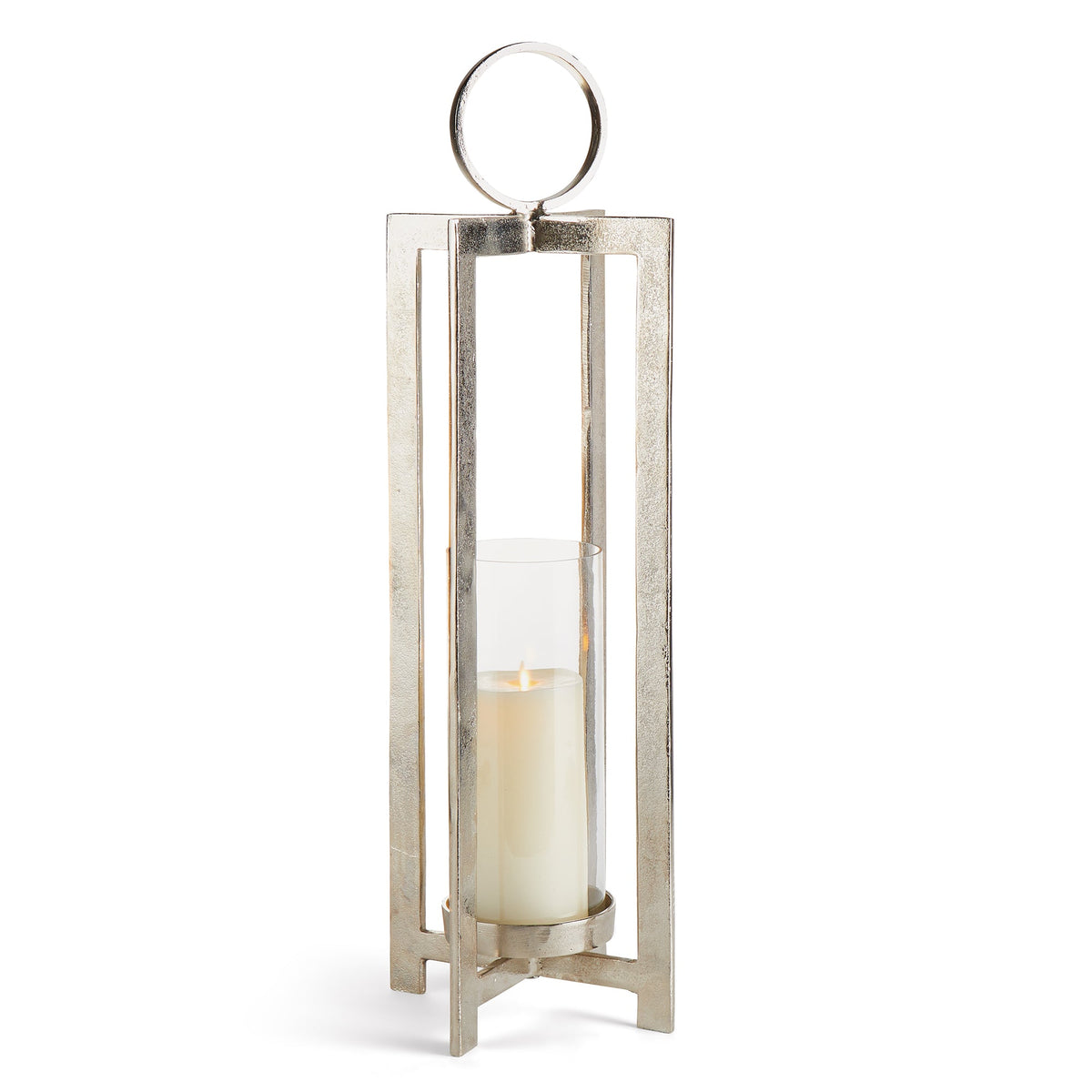 Geometric Metal Lantern with Glass Hurricane