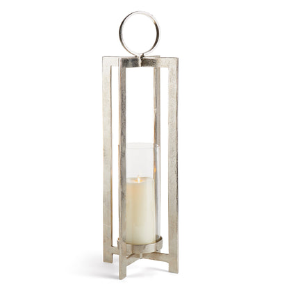 Geometric Metal Lantern with Glass Hurricane