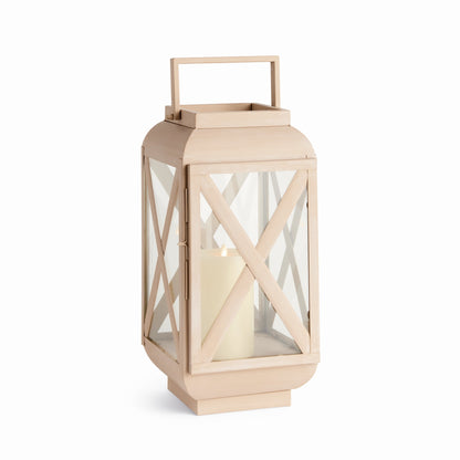 Sandstone-Finish Glass Outdoor Candle Lantern