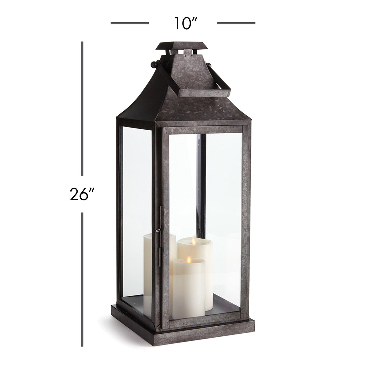 Galvanized Metal & Glass Lantern