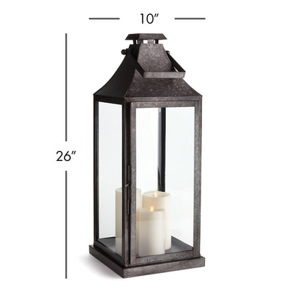 Galvanized Metal & Glass Lantern