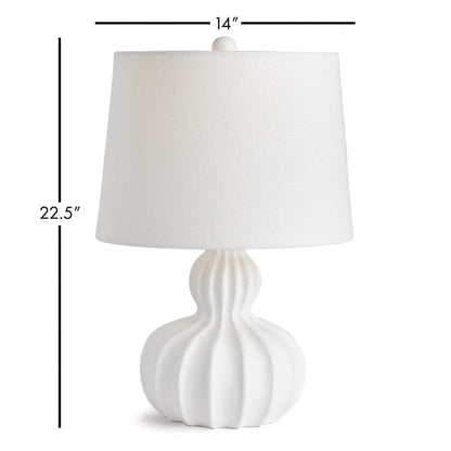 Sculpted White Mango Wood Table Lamp