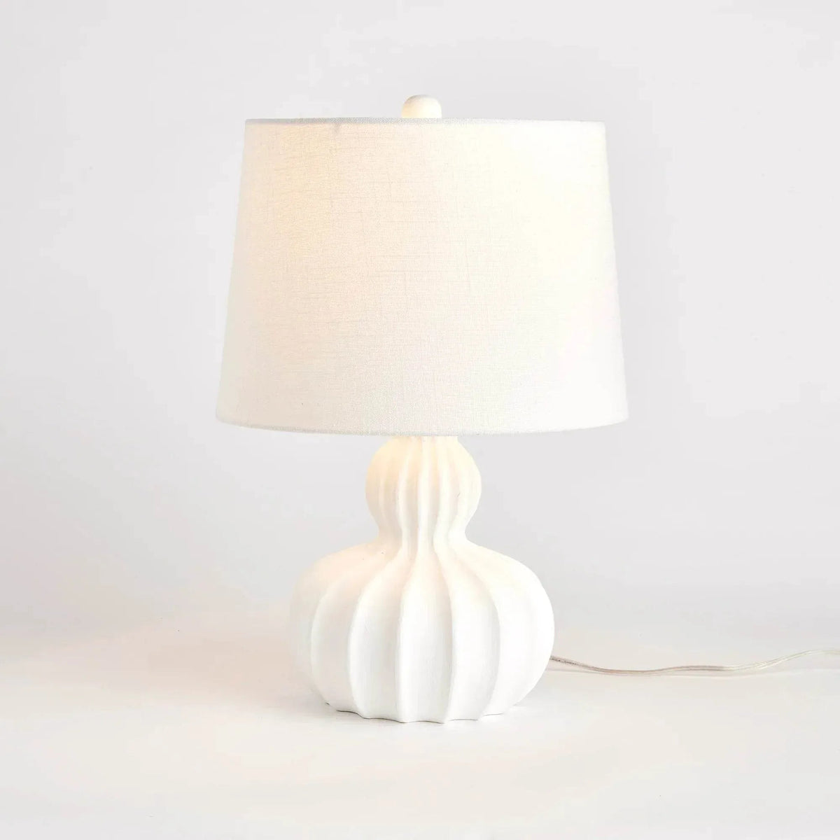 Sculpted White Mango Wood Table Lamp