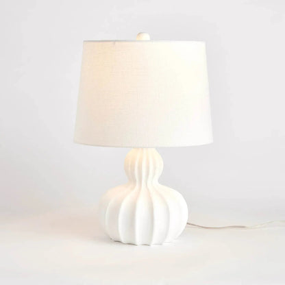 Sculpted White Mango Wood Table Lamp
