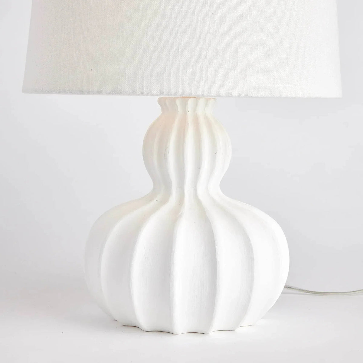Sculpted White Mango Wood Table Lamp