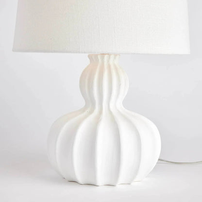 Sculpted White Mango Wood Table Lamp