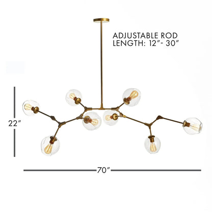 Adjustable Brass Globe Chandelier