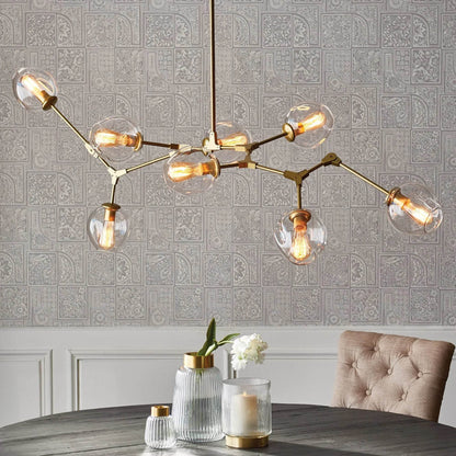 Adjustable Brass Globe Chandelier