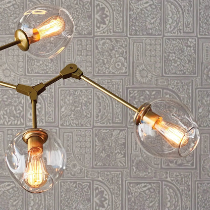 Adjustable Brass Globe Chandelier