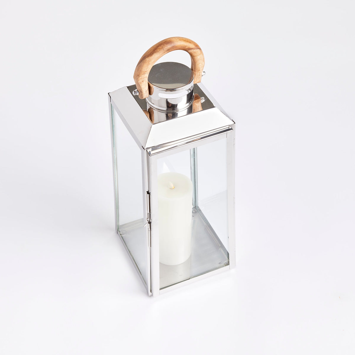 Stainless Steel Outdoor Lantern with Teak Handle