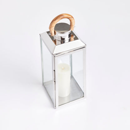 Stainless Steel Outdoor Lantern with Teak Handle