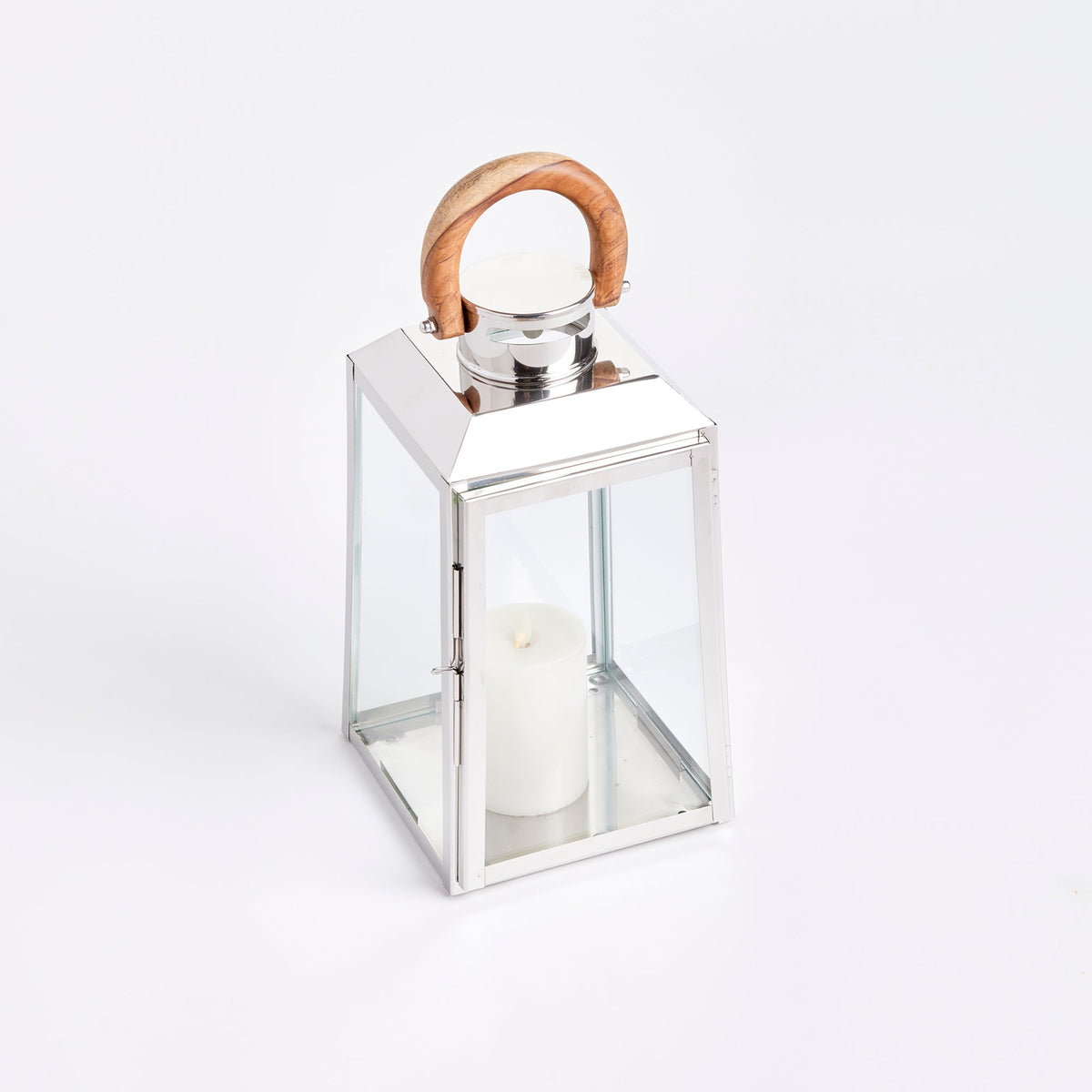 Stainless Steel Outdoor Lantern with Teak Handle