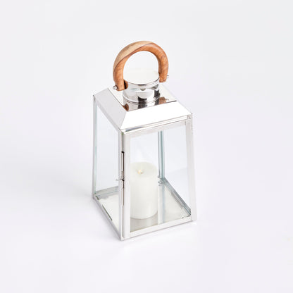 Stainless Steel Outdoor Lantern with Teak Handle