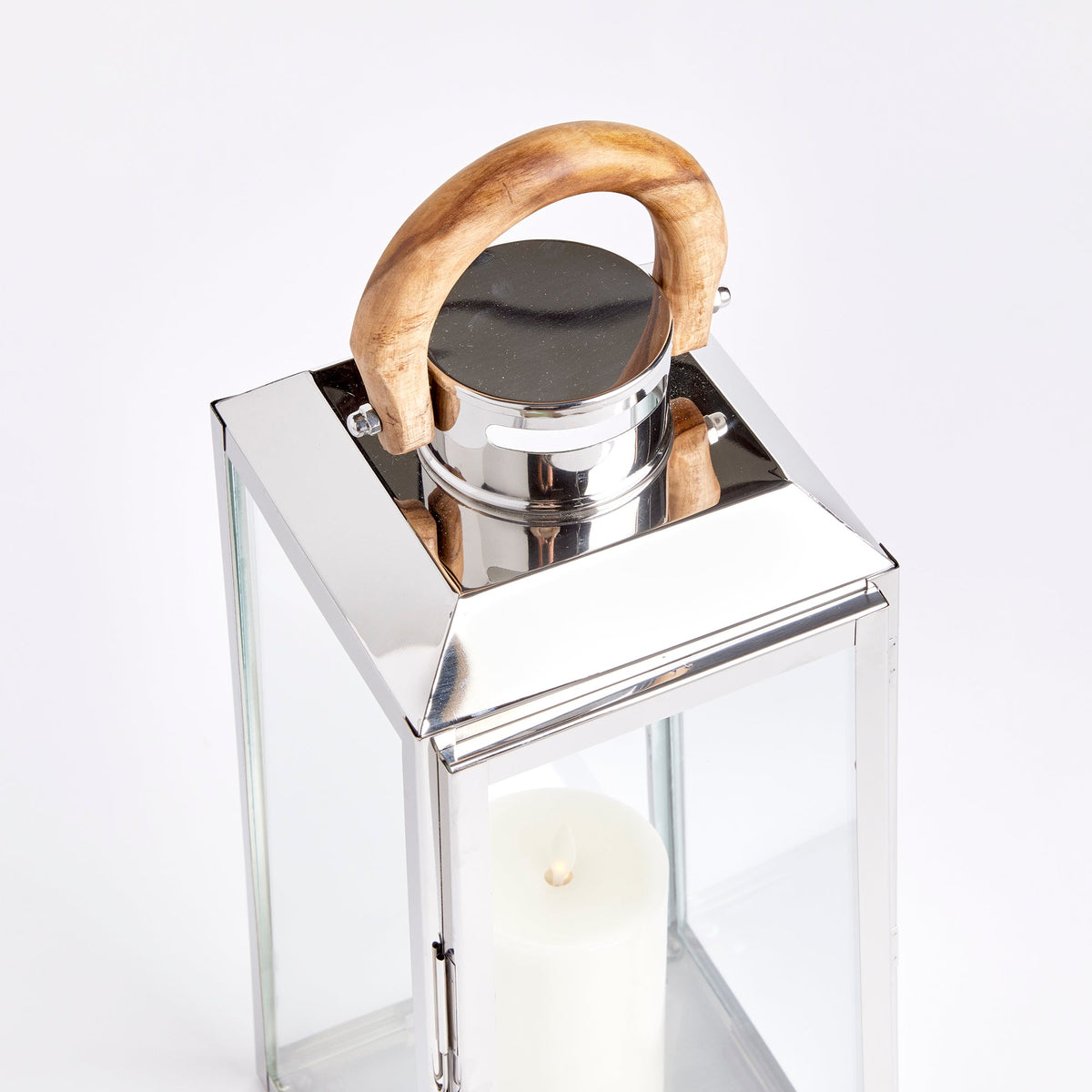 Stainless Steel Outdoor Lantern with Teak Handle