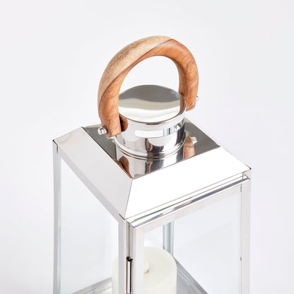 Stainless Steel Outdoor Lantern with Teak Handle