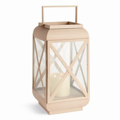 Sandstone-Finish Glass Outdoor Candle Lantern