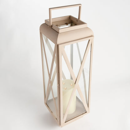 Sandstone-Finish Glass Outdoor Candle Lantern